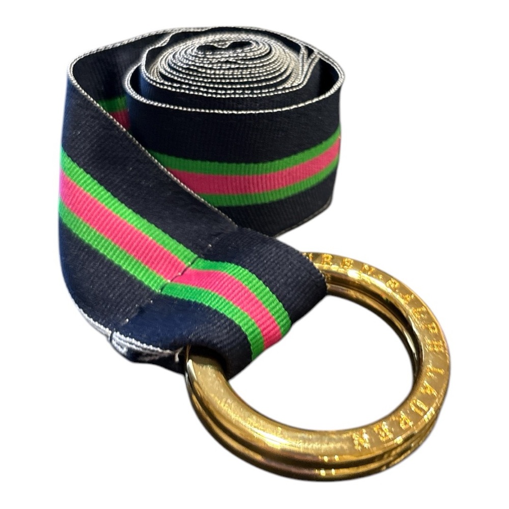 Lauren Ralph Lauren Grosgrain Ribbon Belt 0 Ring Ribbon Striped Preppy GB